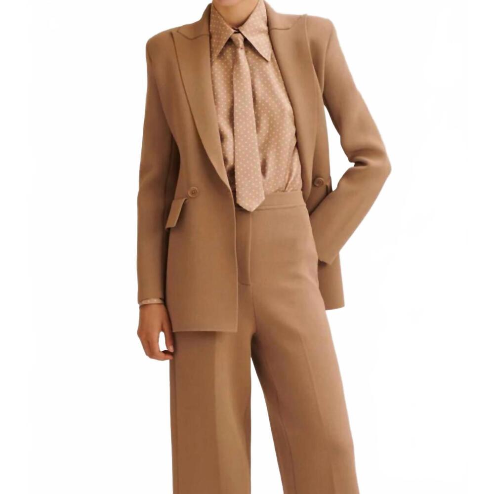 NEW SCANLAN THEODORE crepe knit tailored jacket in camel